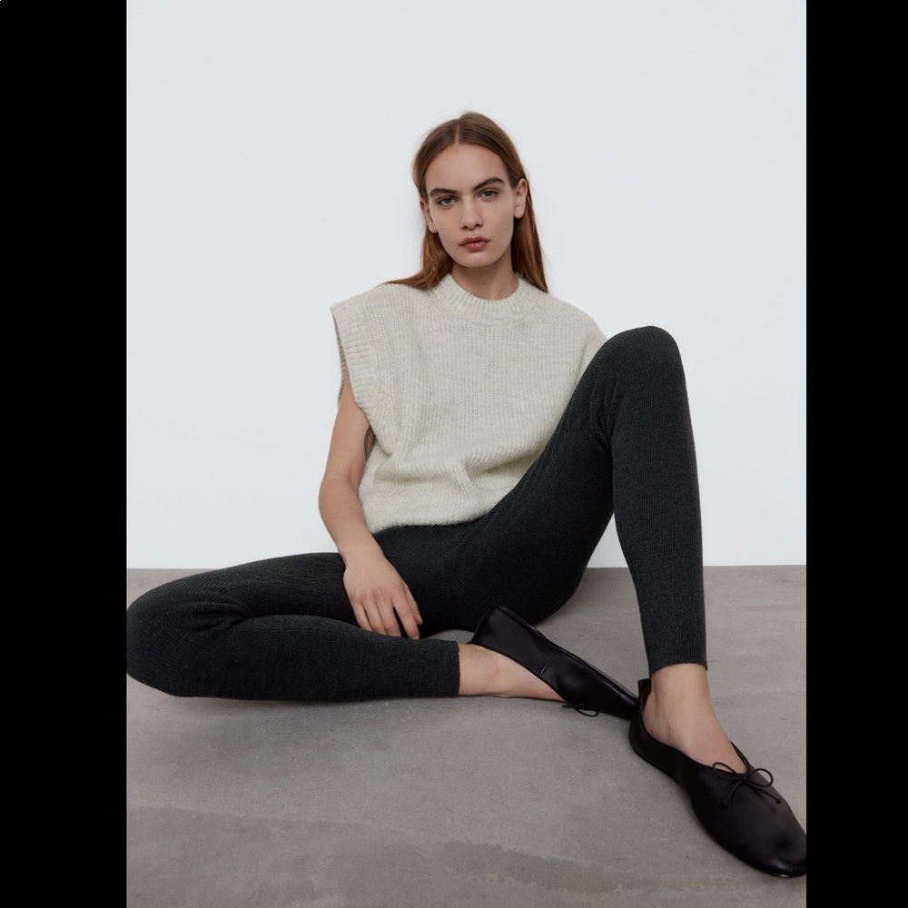 NWOT ZARA wool blend buttoned leggings - Picture 3 of 7
